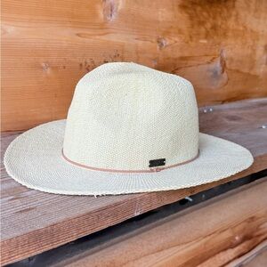 Roxy Straw Hat with Leather Trim - Natural (L girls/S Women)